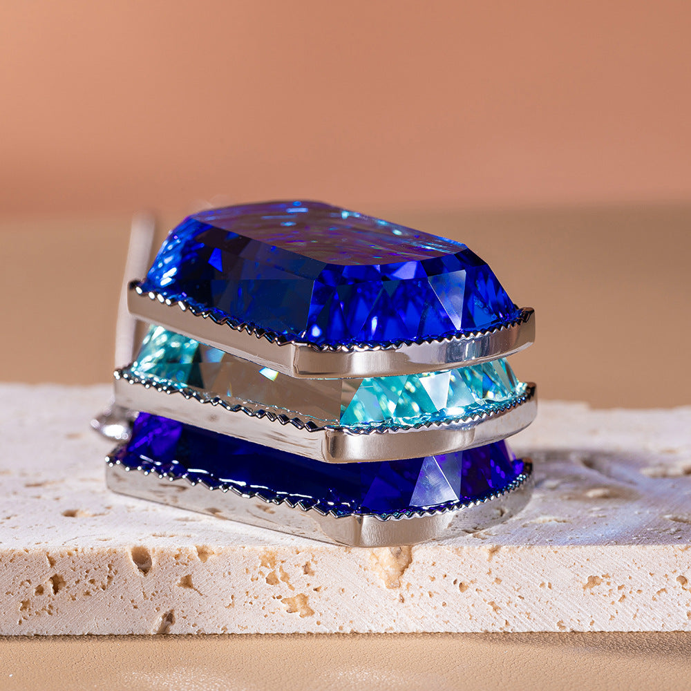 Planderful Colorful Square Crystal Pendant Necklace for Women Sparkling Everyday Genie Collection