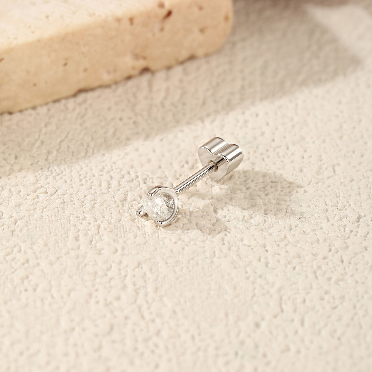 925 Sterling Silver Petite Moissanite Screw-Back Stud