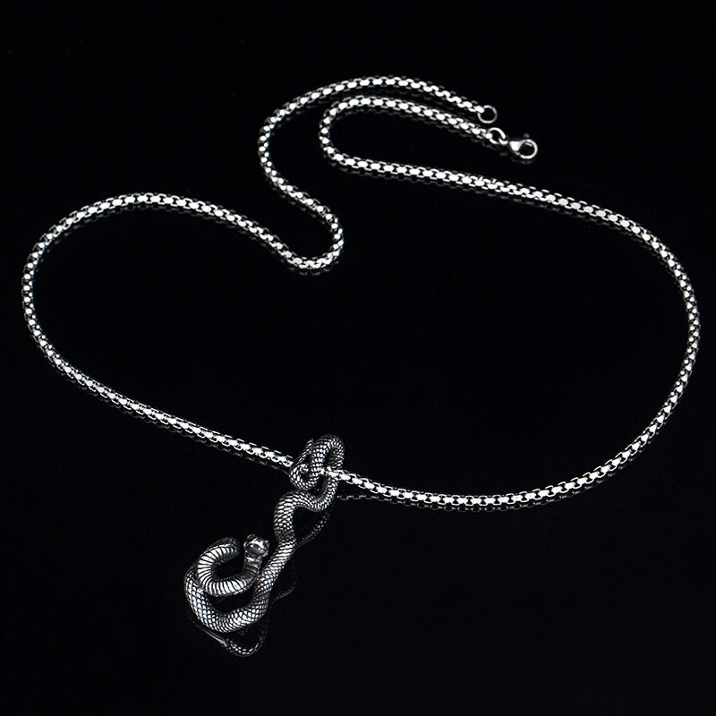 Titanium Steel Necklace – Statement Snake Chain For Men Handmade Casting Everyday Gift
