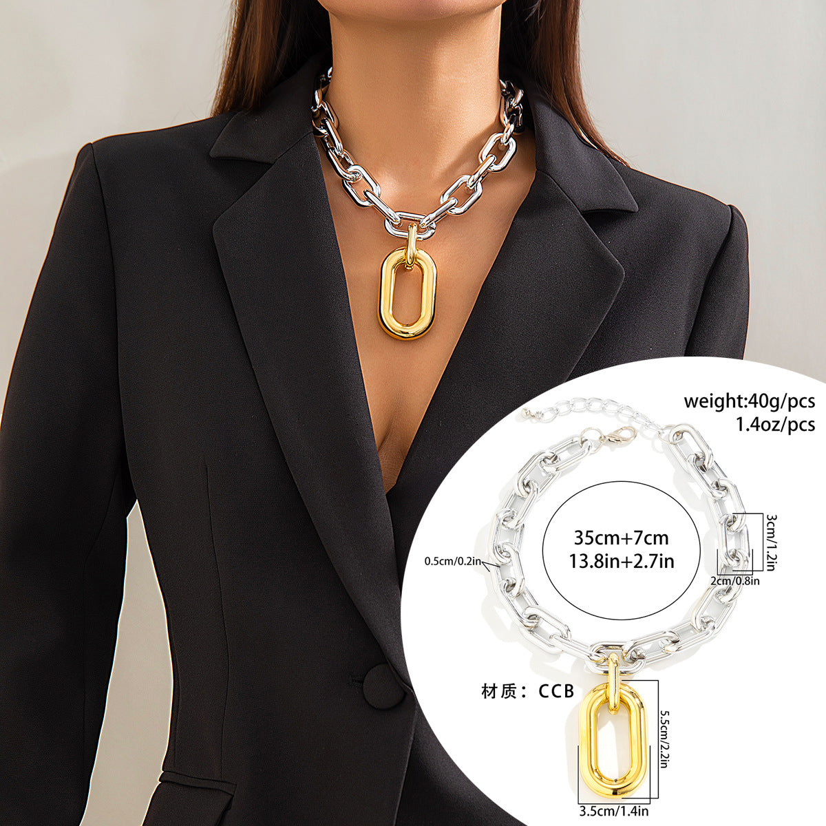 European and American Multilayer Punk Necklace with Niche OT Buckle Pendant