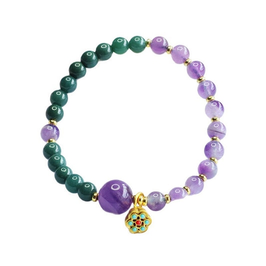 Blue Water Jadeite Amethyst Beaded Bracelet