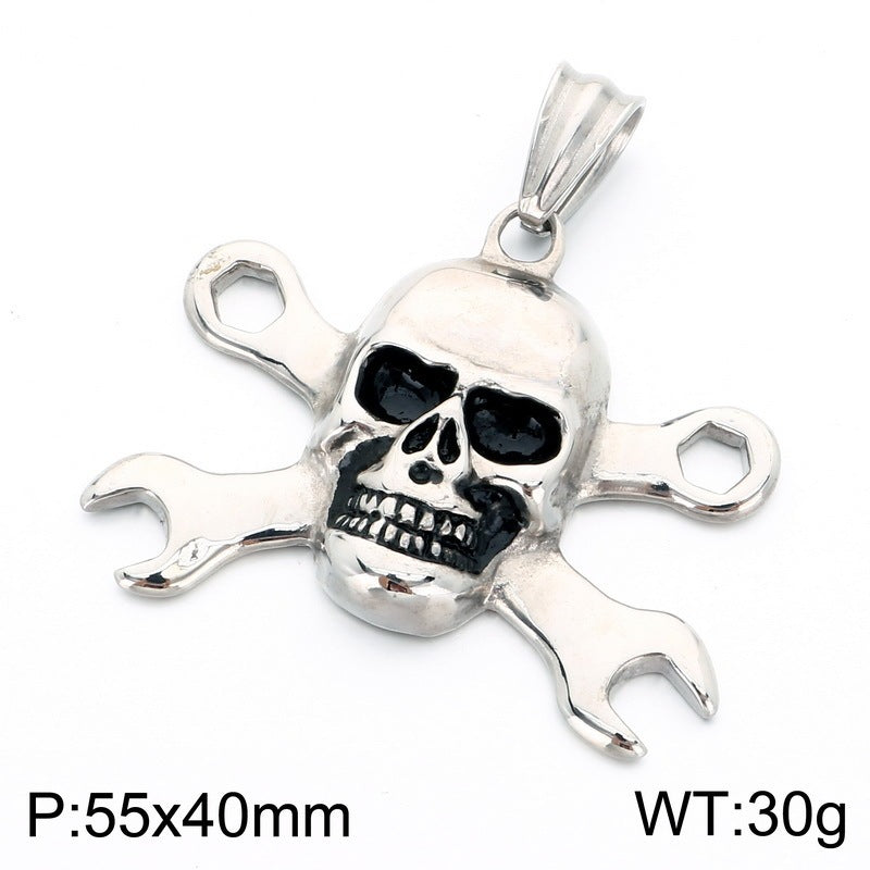 Viking Weapon Element Pendant Punk Street Double Knife Skull Baseball Bat Skull Necklace