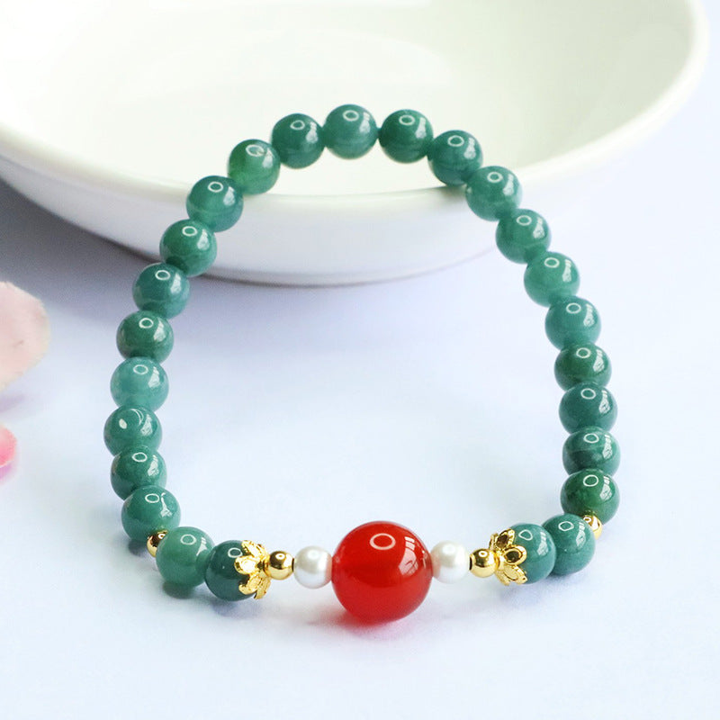 Blue Water Jadeite Agate 6 mm Beaded Bracelet