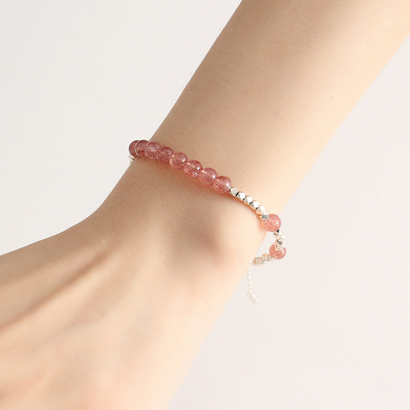Sterling Silver Strawberry Crystal Bracelet - Fortune's Favor Collection