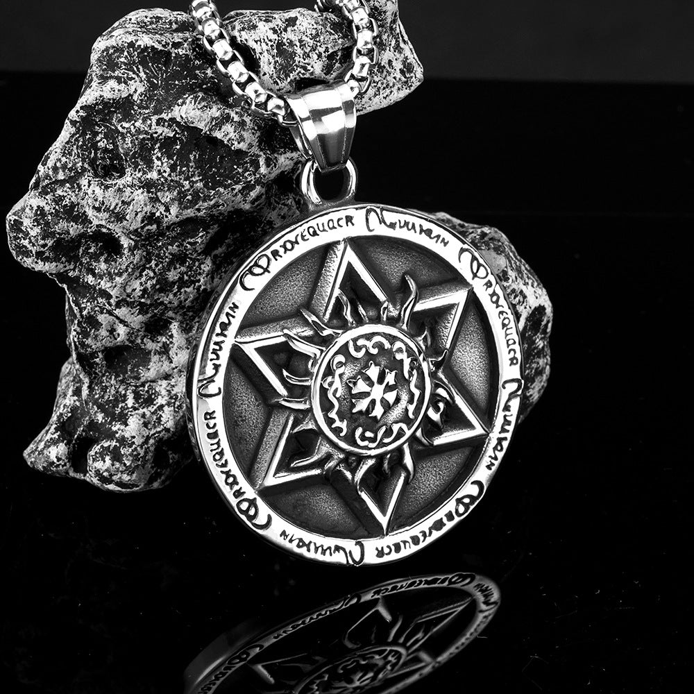Retro Stainless Steel Men's Pendant Personalized Hexagram Necklace