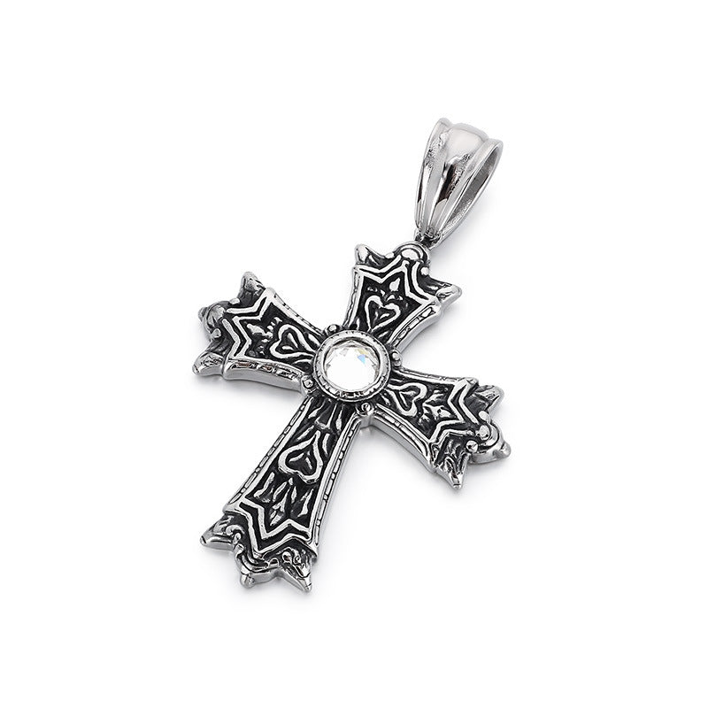 Planderful Mens Zircon Cross Pendant Personalized Necklace