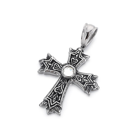 Planderful Mens Zircon Cross Pendant Personalized Necklace