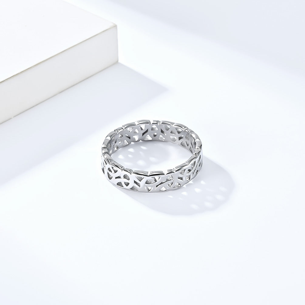 Planderful Titanium Steel Ring Unisex Nordic Viking Eternal Knot Cutout Design For Men And Women