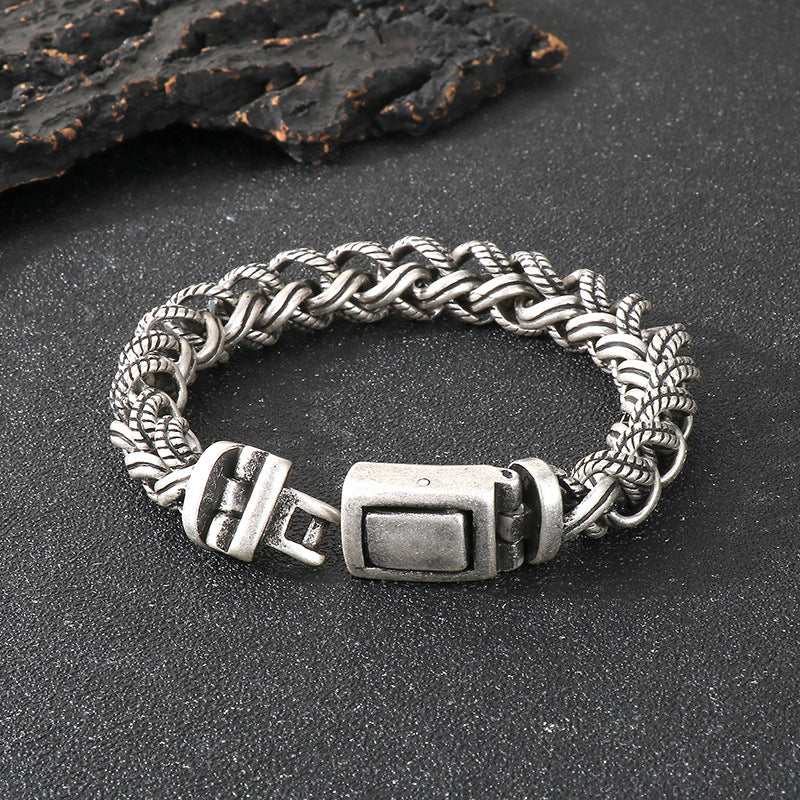 Planderful Mens Bracelet Retro Hipster Titanium Steel