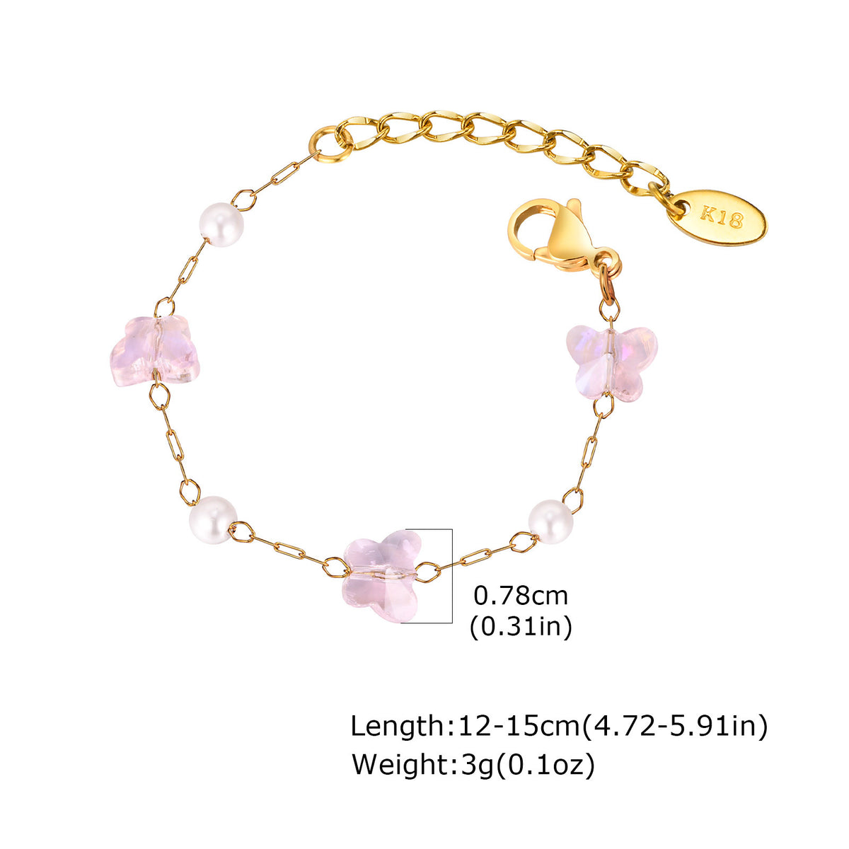 Butterfly Pearl Zircon Stainless Steel Bracelet