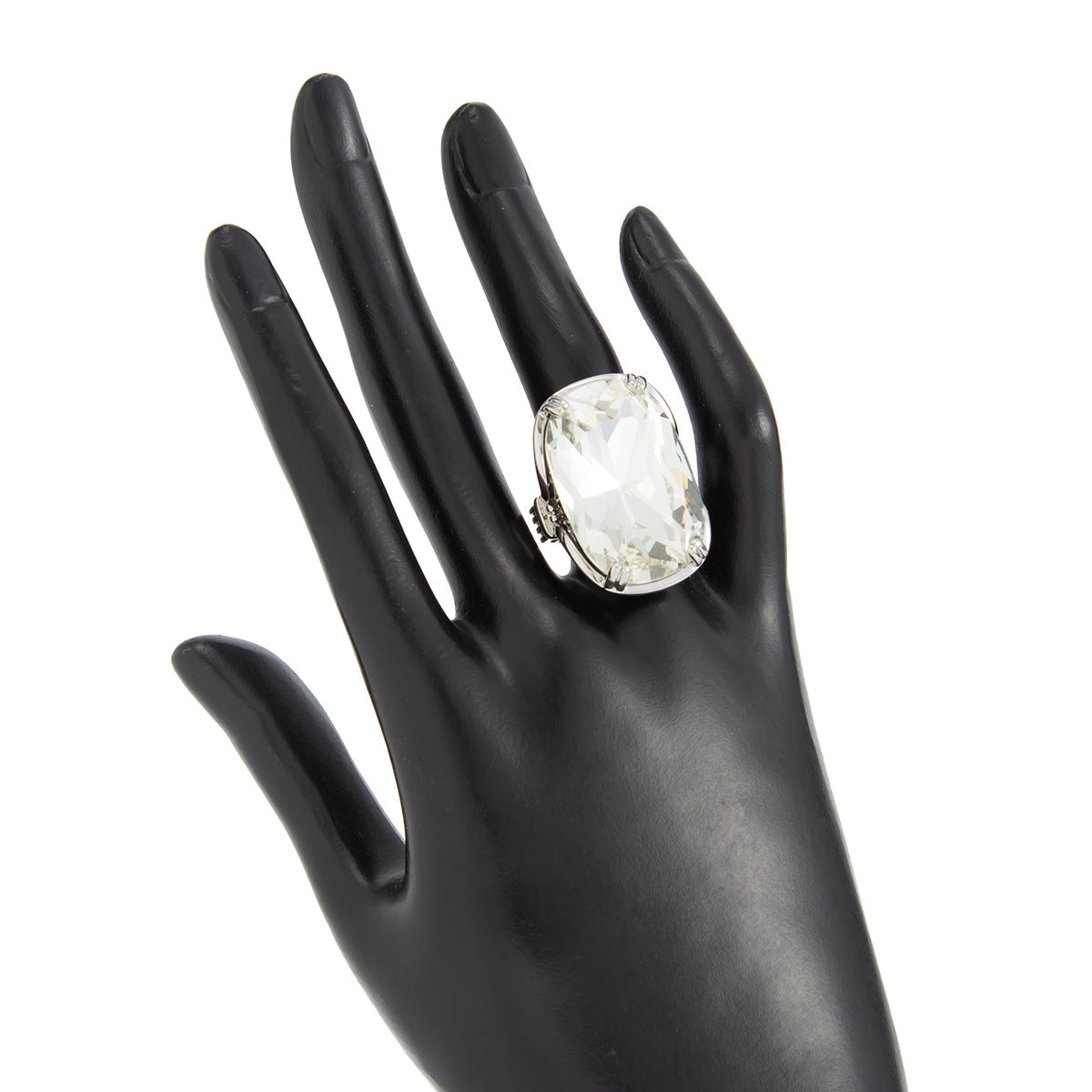 Planderful Square Zircon Ring With Exaggerated Four Leaf Inlay Bold Statement Jewelry For Fashion Forward Women