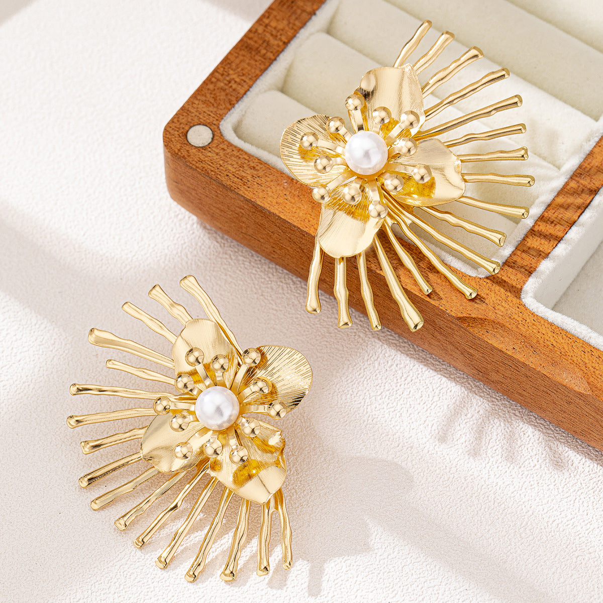 Planderful Vienna Verve Earrings – Elegant Pearl Flower Design for Versatile Occasions