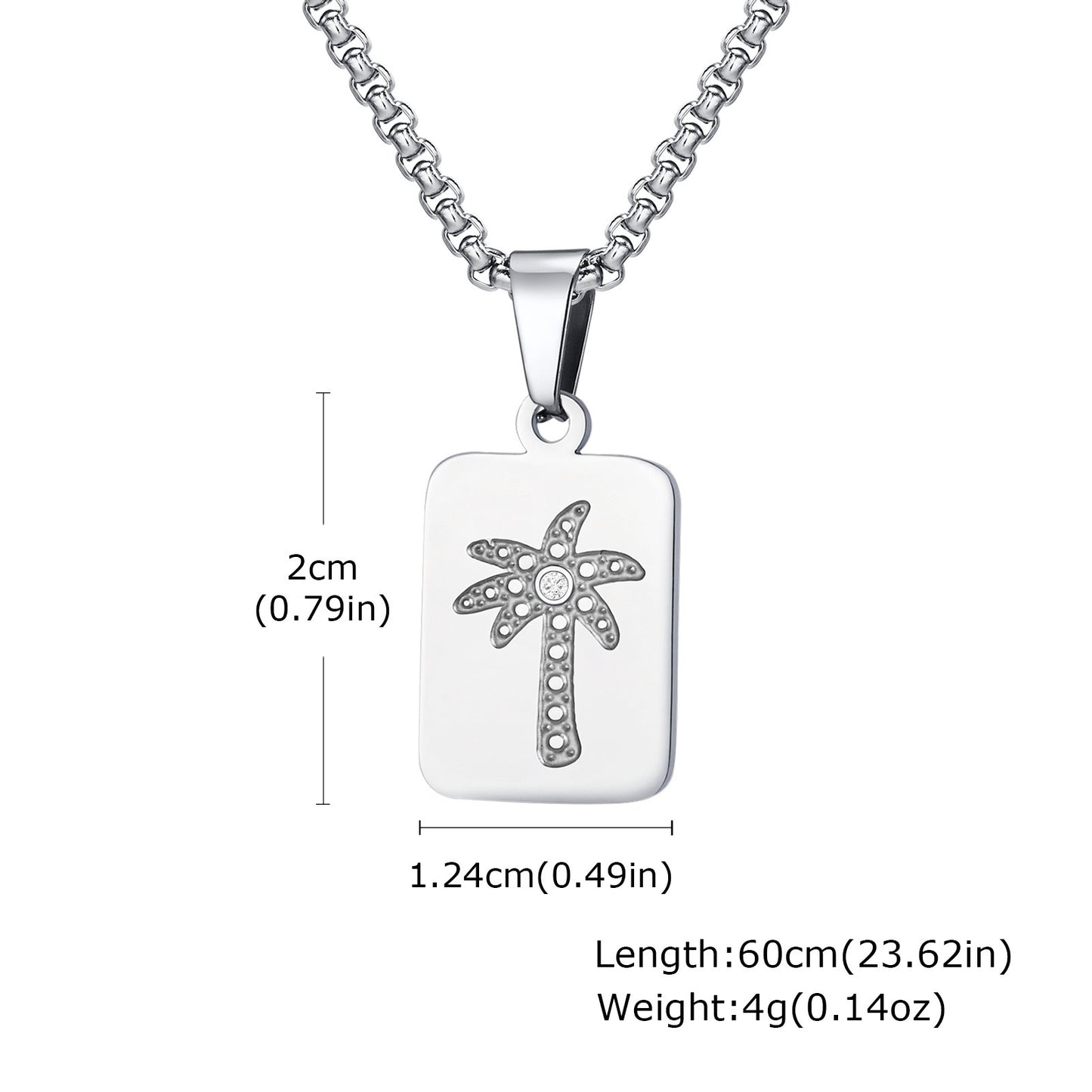 Men's Casual Daily – Stainless Steel All-Light Geometric Square Coconut Tree Pendant Necklace