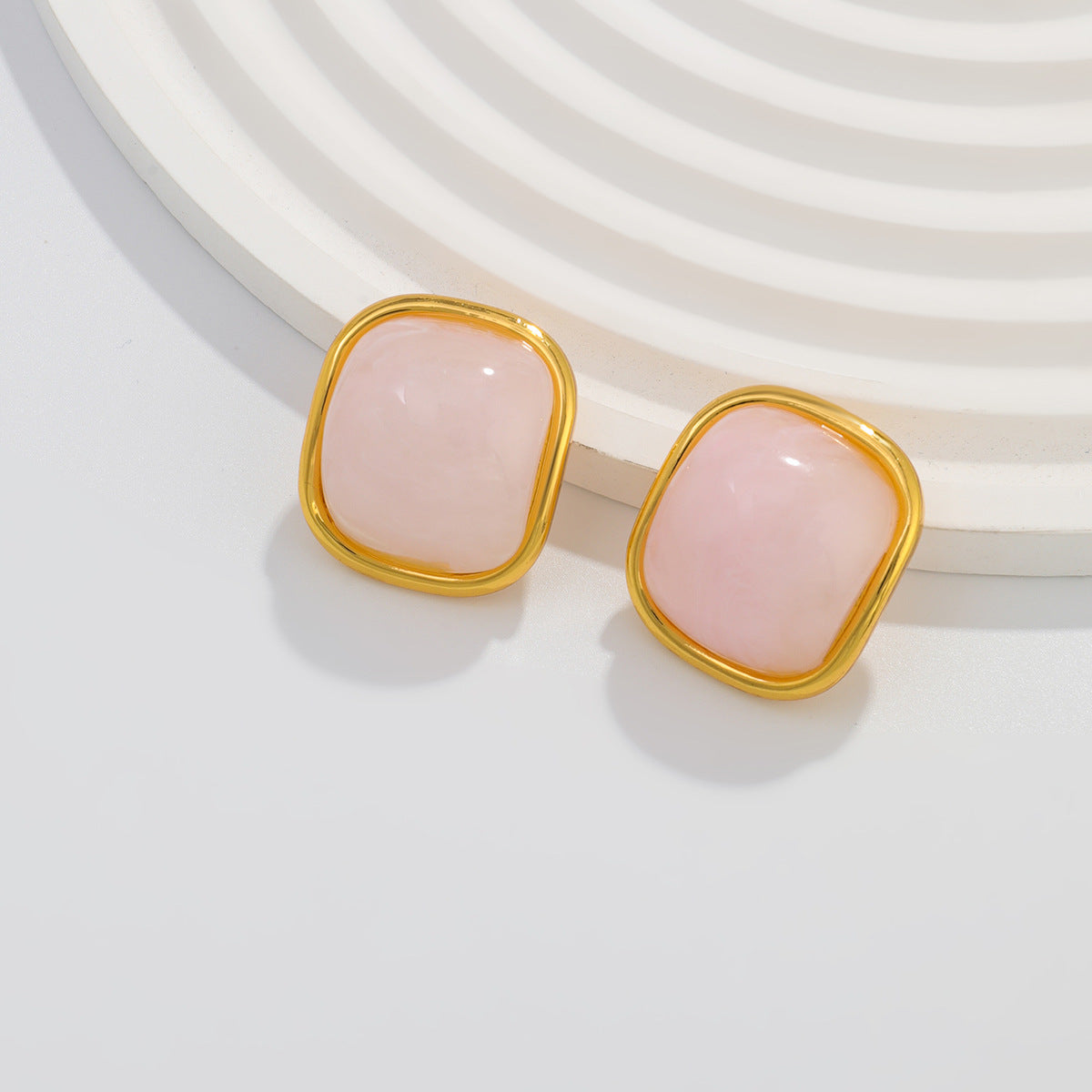 Planderful Vienna Verve Macaron Color Smudge Stud Earrings Stainless Steel For Women Retro Chic Statement Jewelry