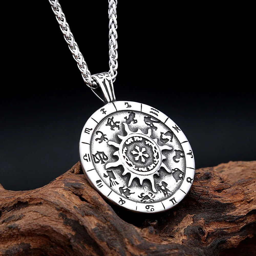 Sun Twelve Stainless Steel Pendant Necklace