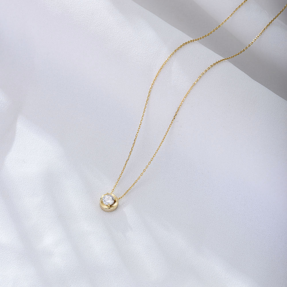 925 Sterling Silver Hollow Single Zircon Necklace High-End Exquisite
