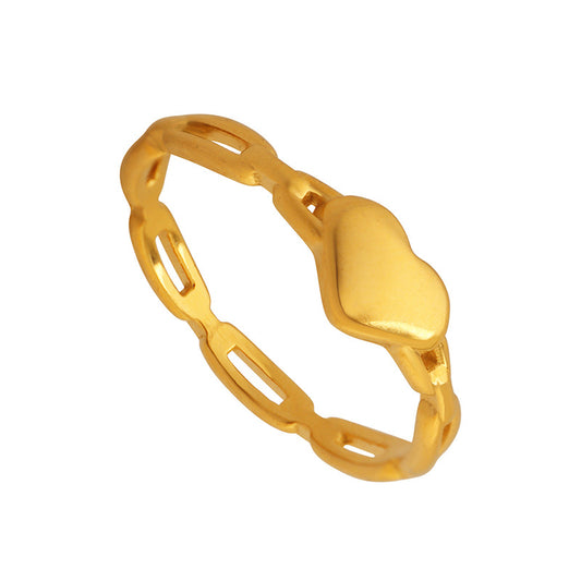 Golden Hollow Geometric Love Ring - Titanium Steel Jewelry