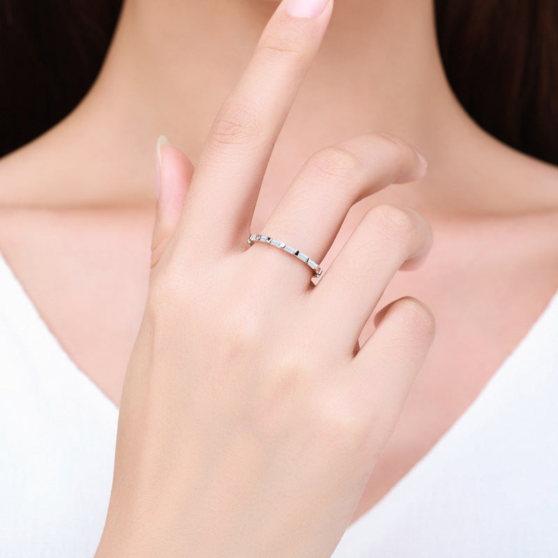 Geometric Rainbow Zircon Sterling Silver Ring