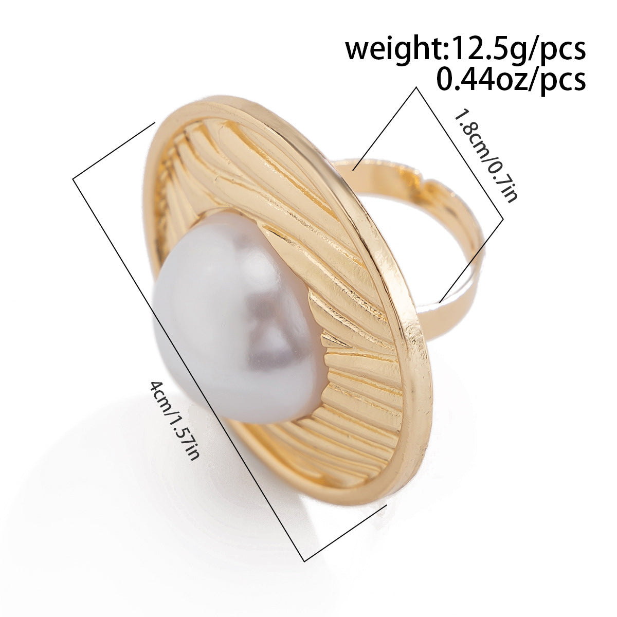 Planderful Vienna Verve Imitation Pearl Ring Open Wind Fold Metal Ring For Trendy Women And Gift Seekers