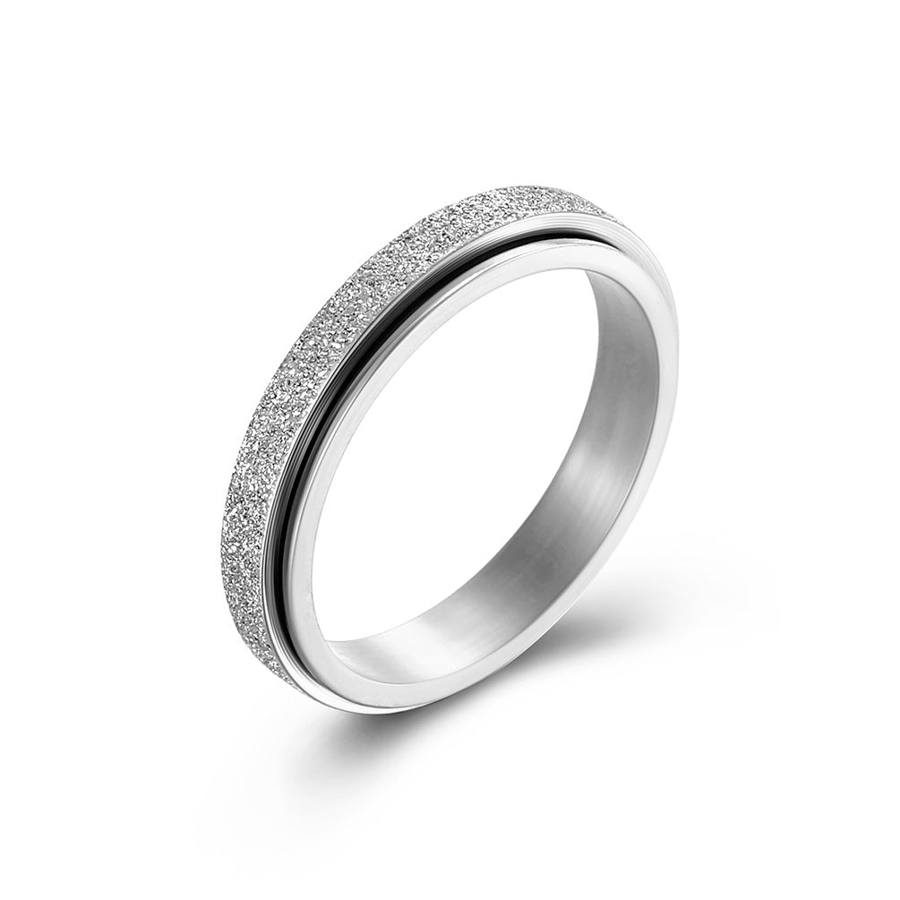 Planderful Unisex Pearl Sand Titanium Steel Rotating Ring For Men And Women Wedding Proposal Jewelry