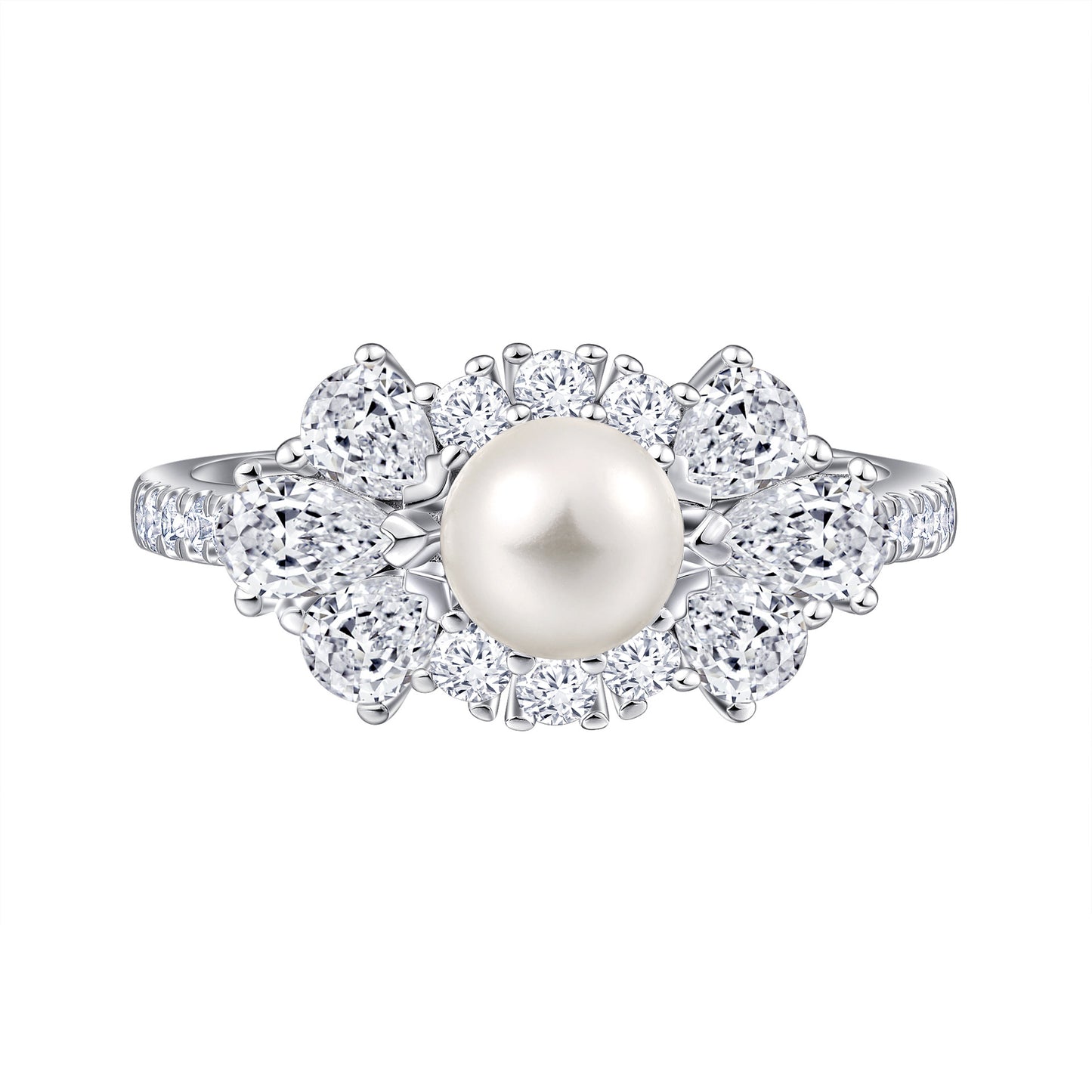 Planderful S925 Sterling Silver Pearl Ring Retro Bead Design For Her Elegant Wedding Jewelry