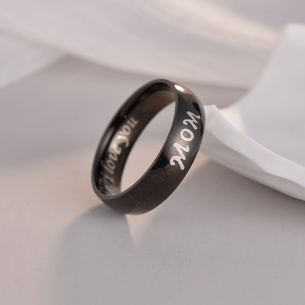 Family Love Steel Ring for Men - Dad Mom I Love You - Size 6-13 - Planderful Collection