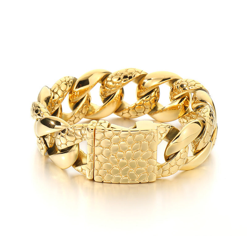 Planderful Bold Cuban Chain Bracelet For Men Titanium Thick