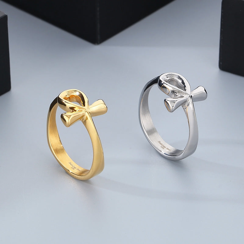 Talisman Of Life Jewelry, Retro Ancient Egypt Anka Cross Stainless Steel Men's Ring