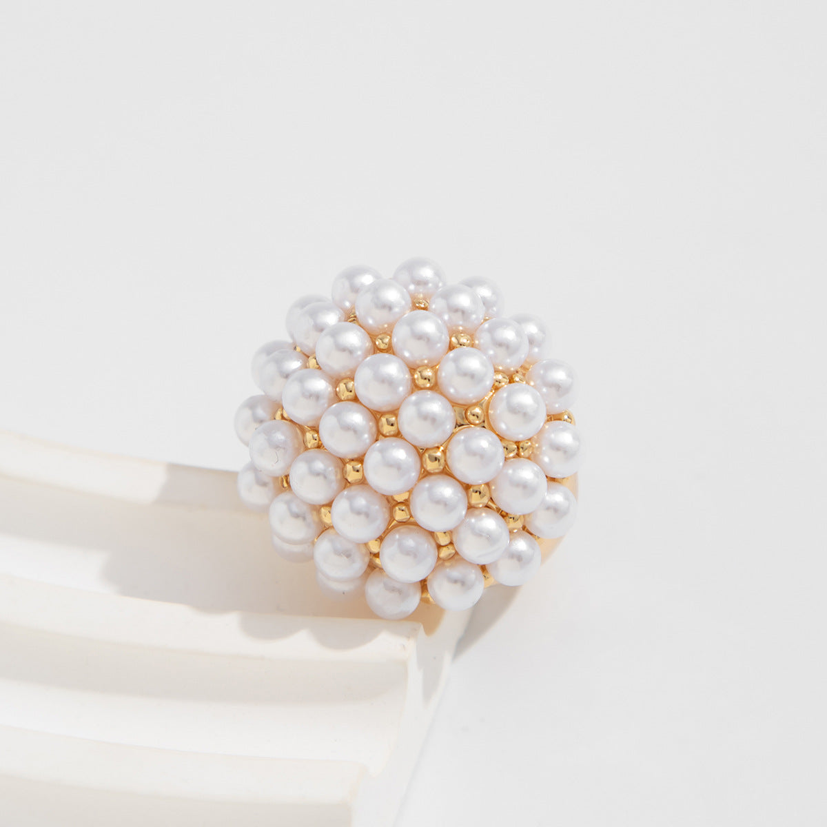 Planderful Vienna Verve Ring – Exaggerated Creative Design with Imitation Pearls