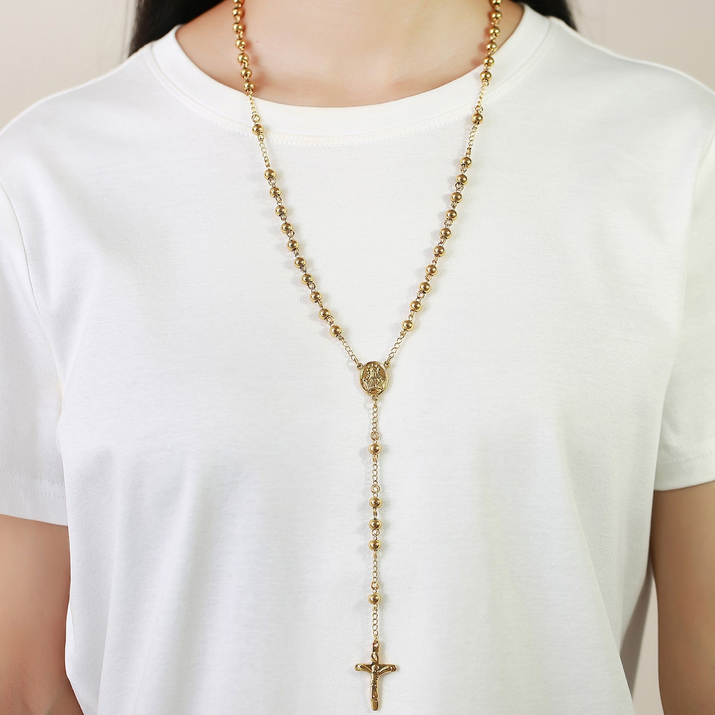 Wholesale Trinkets Titanium Steel Gold Cross Pendant Necklace