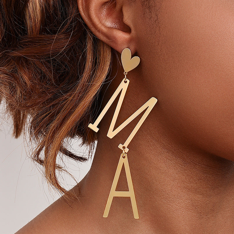 Exaggerated Metal Heart MAMA Earrings - Vienna Verve Collection