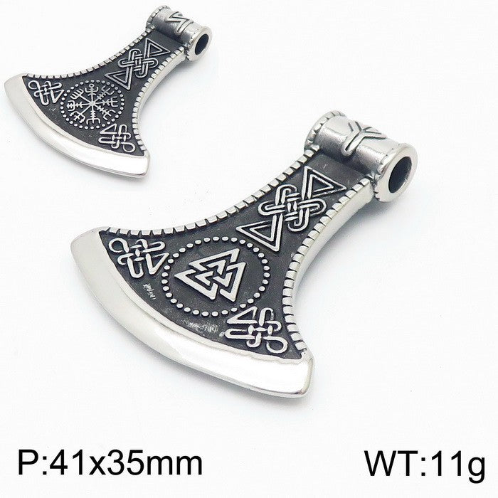 Nordic Viking Triangle Rune Jewelry, Punk Style Retro Quake Double-Sided Rune Men's Titanium Necklace