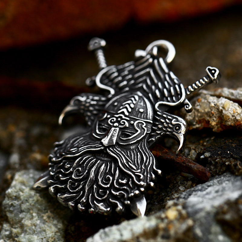 Retro Viking Pirate Double Eagle Titanium Steel Pendant for Men - Wholesale Availability