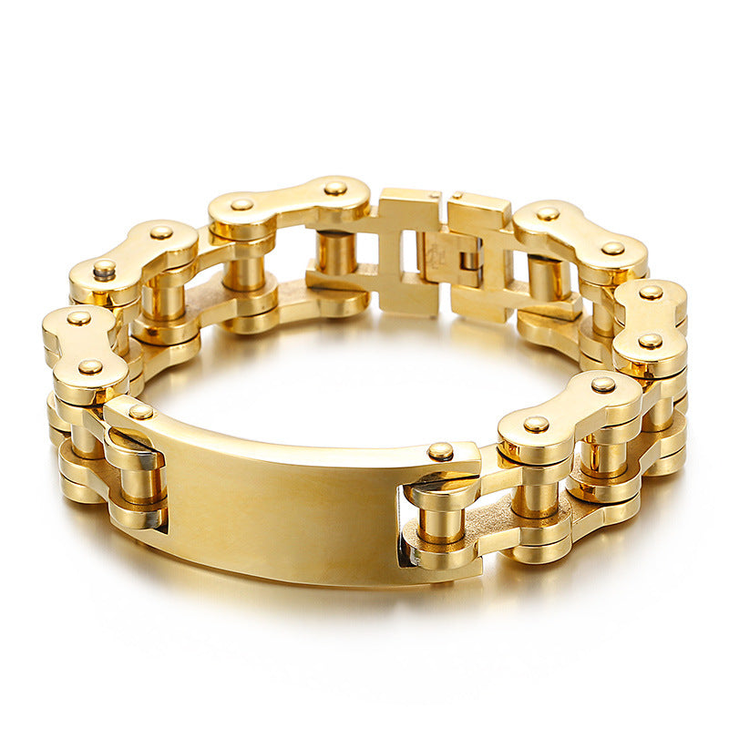 Golden Bicycle Titanium Steel Bracelet - Stylish Hip-Hop Men's Jewelry
