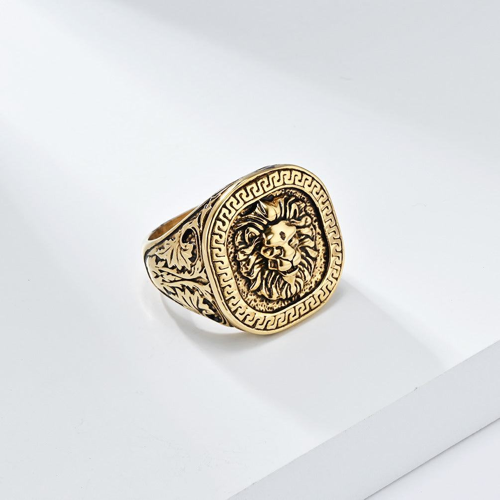 Steel Ring – Statement Lion Head Hip Hop Ring