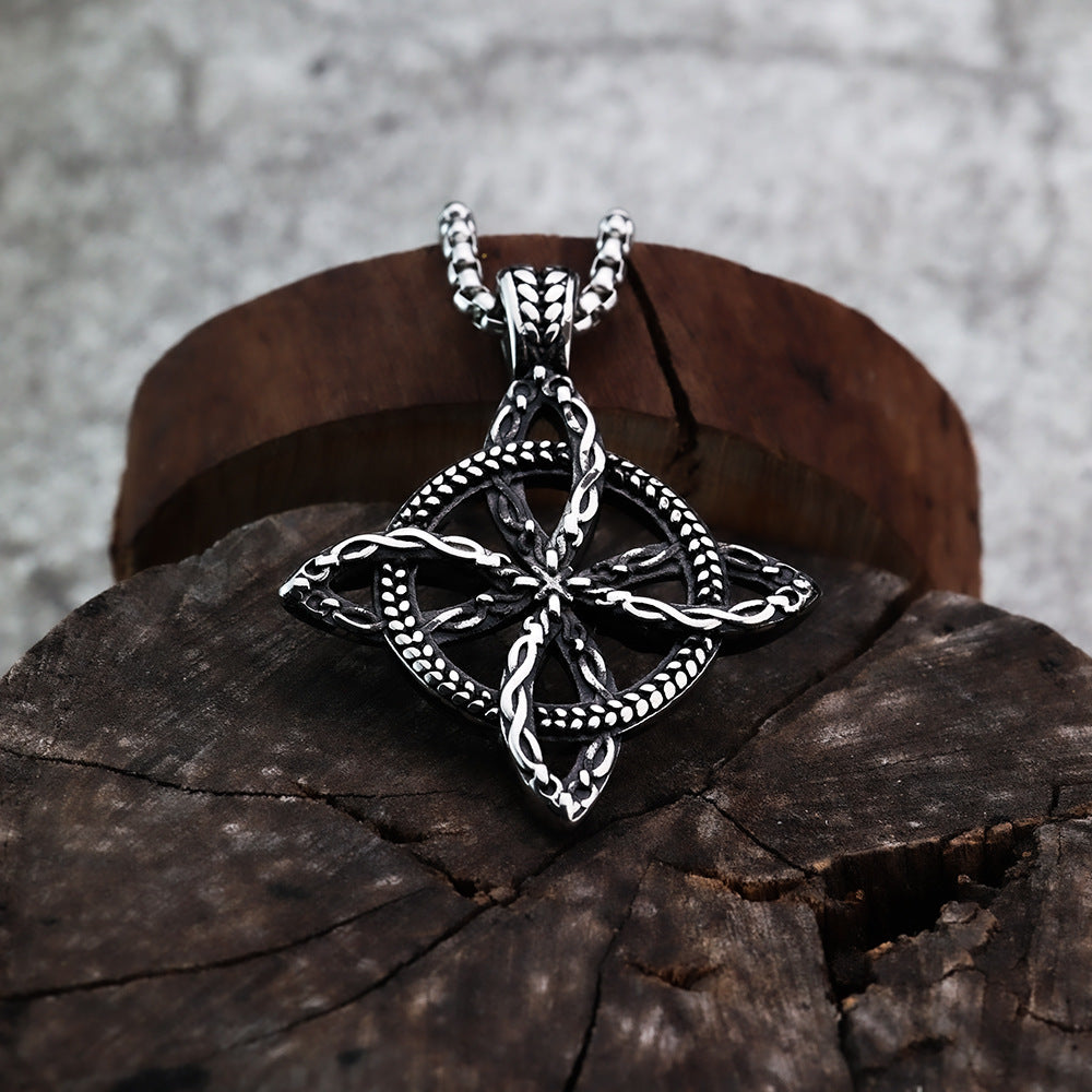 Cross-Border European and American Stainless Steel Celtic Eternal Knot Pendant Necklace for Men
