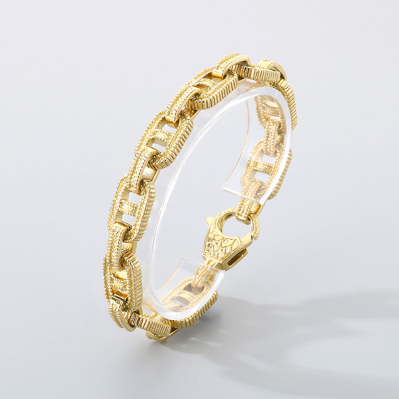 Planderful 12mm Chain Stainless Mens Punk Bracelet Bold