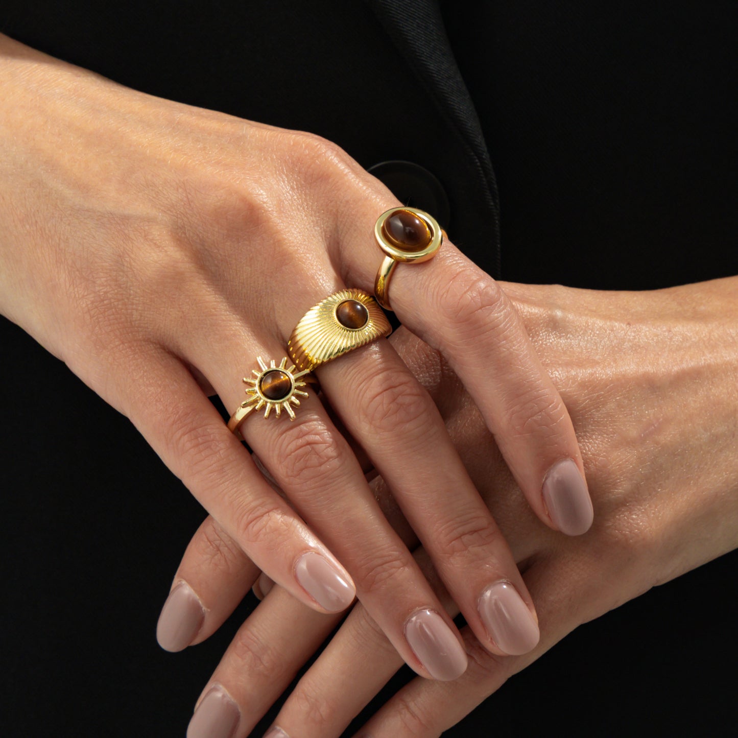 Tiger Eye Open Ring Planderful Collection Vienna Verve For Women Statement Lava Stone Jewelry