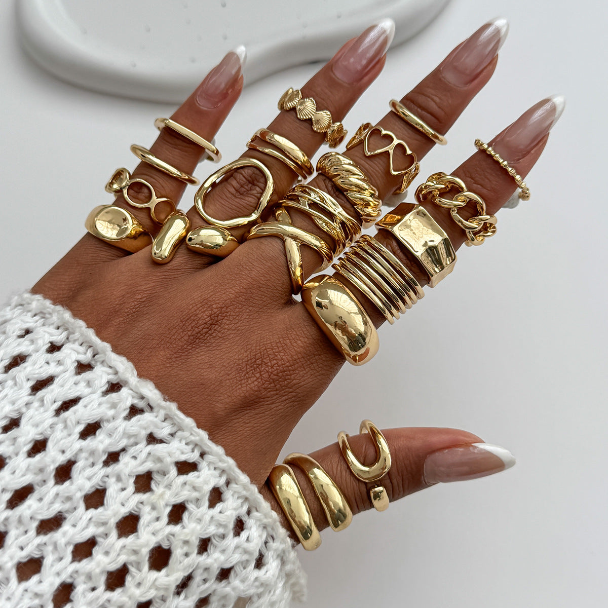 Planderful Vienna Verve Open Ring Set For Women Irregular Smooth Band With Statement Jewelry
