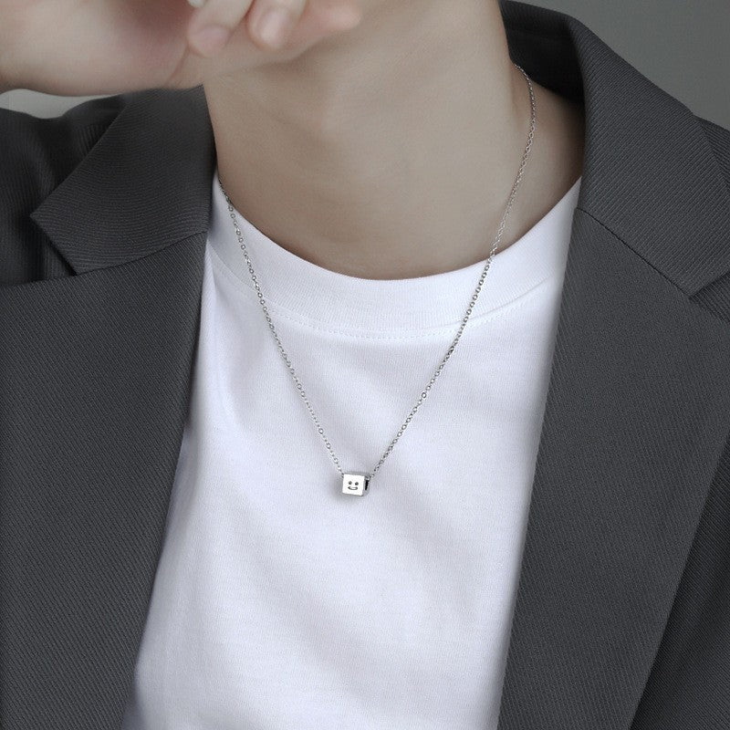 Planderful Jewelry Smiley Face Necklace Stainless Steel