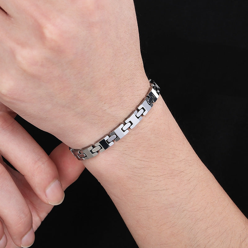 Planderful Mens Tungsten Steel Bracelet Durable H Shape