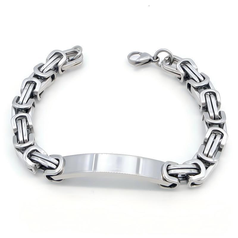Hip Hop Byzantine Men's Bracelet – Glossy Bent Emperor Chain Stainless Steel Men's Hand