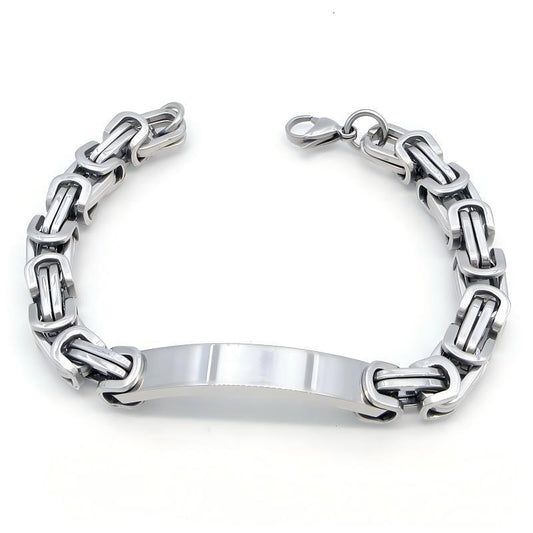 Hip Hop Byzantine Men's Bracelet – Glossy Bent Emperor Chain Stainless Steel Men's Hand