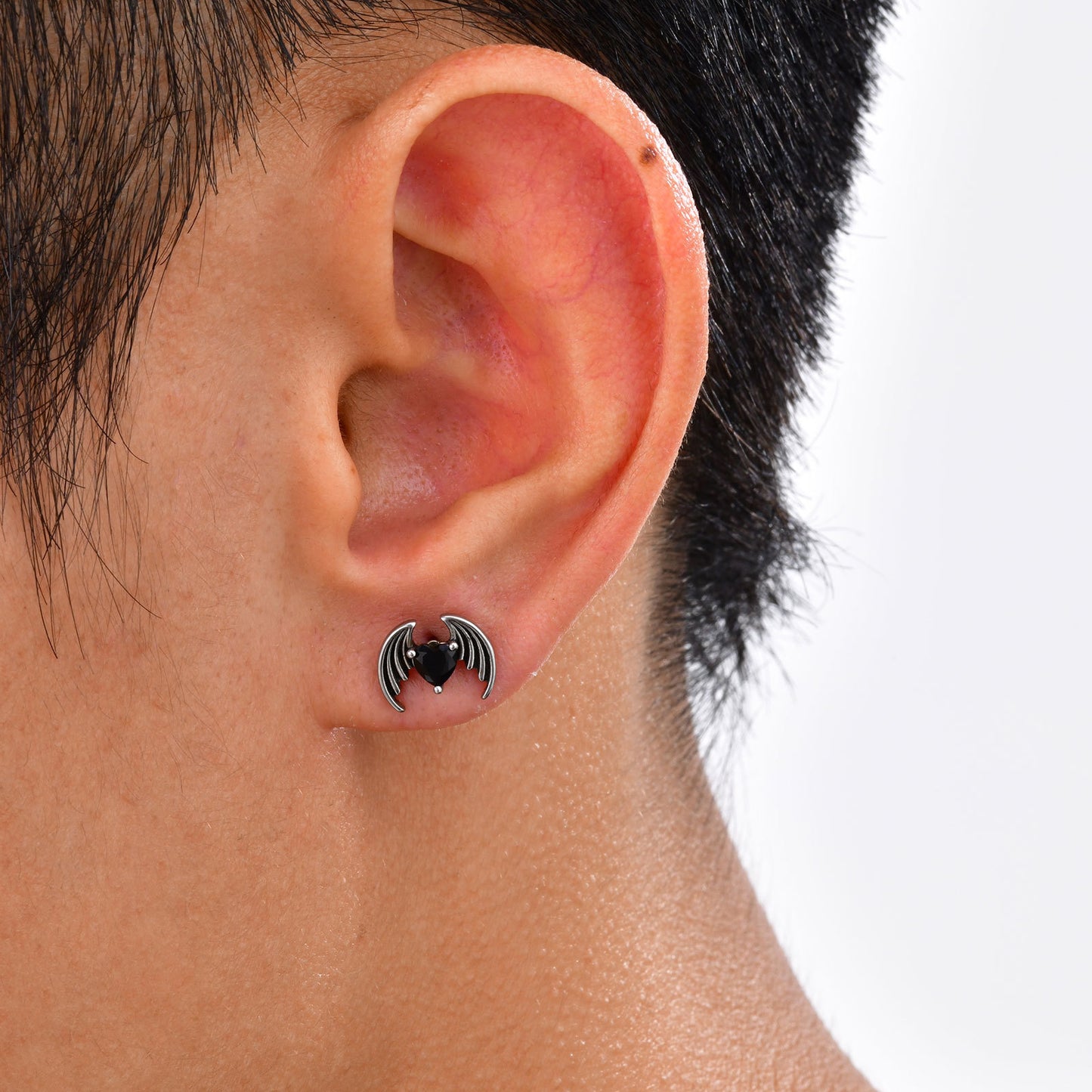 Planderful Heart Wing Stud Earrings Unisex Stainless Steel