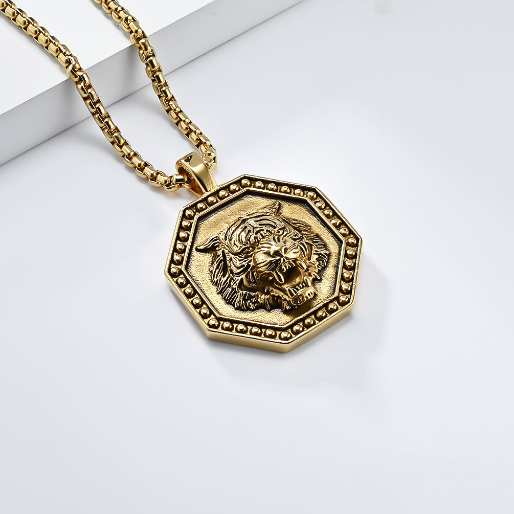 Tiger Pendant Necklace For Men By Planderful Durable Steel Tiger Design For Hip Hop Fashion
