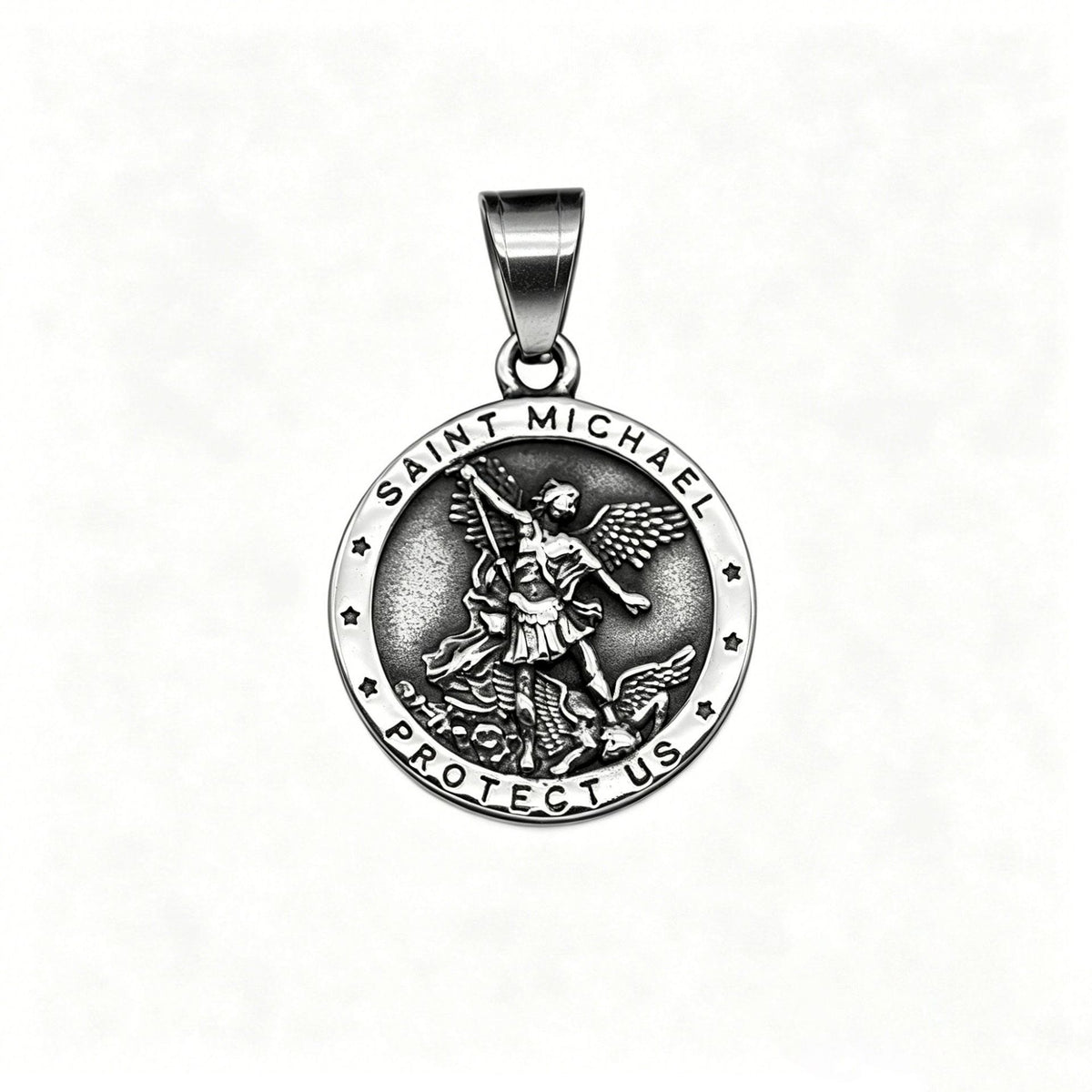 St. Michael Angel Stainless Steel Pendant Necklace