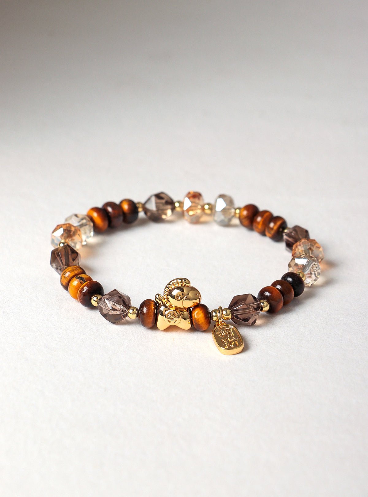 Tiger Eye & Pearl Horse-Year Bracelet