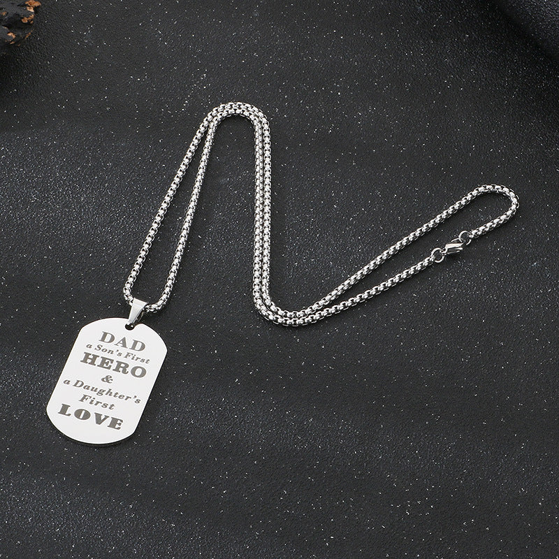 Dad Hero Stainless Steel Pendant Fathers Day Gift For Men