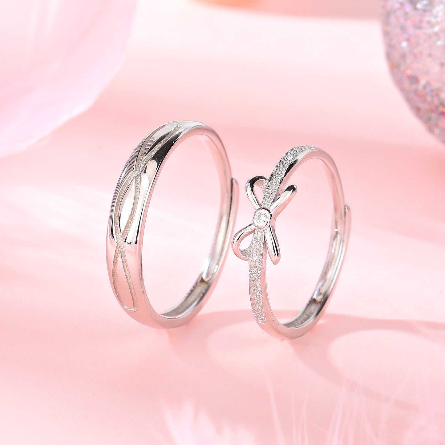 Sterling Silver Knot Ring For Women By Planderful Sparkling Couple Wedding Band Adjustable Size