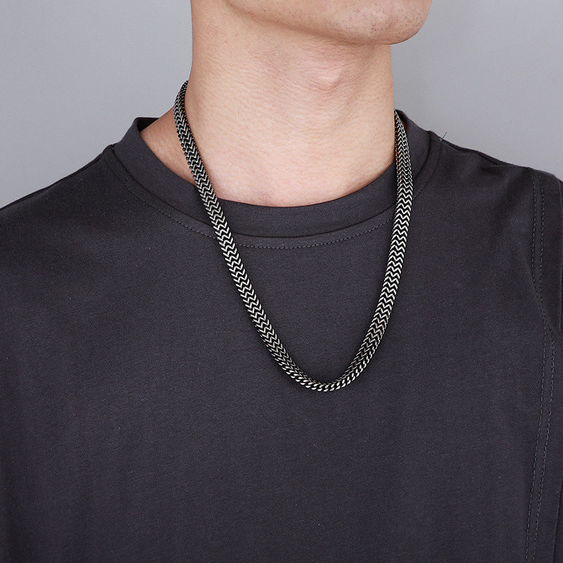 Planderful Men Snake Necklace Titanium Steel Punk Style
